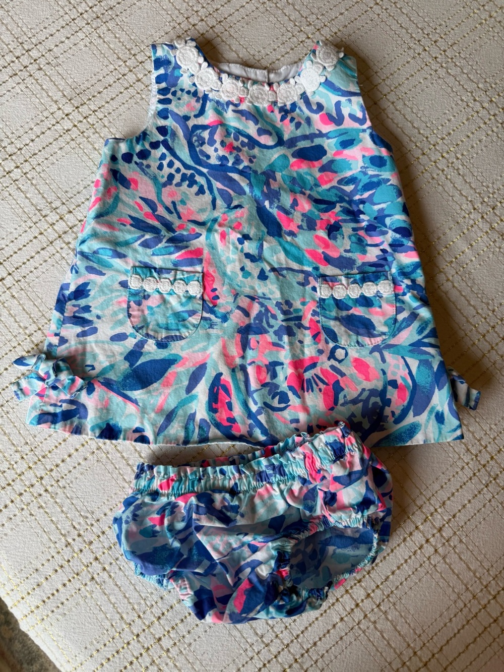 Lilly Pulitzer size 6-12mBaby Girls' tropical Tank Dress with Bloomers